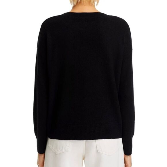 NWT Aqua Cashmere Sweater Bellissima Black Crew Neck Size S - Picture 2 of 11